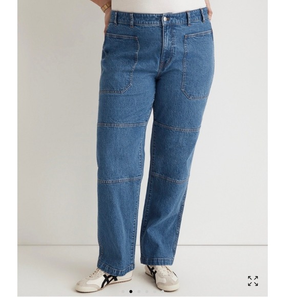 Madewell 90s Straight Leg Jeans High Rise Full Length Denim Patch Pockets Sz‎ 32 - Picture 1 of 7
